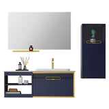 Wholesale Good Price Laundry wall mounted Bathroom cabinet Waterproof Plywood navy blue Bathroom Furniture Customized Cabinet With Smart Mirror