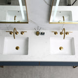 Trendy bathroom furniture luxury prussian blue free standing bathroom cabinet with basin and led mirror vanity set