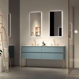 Trendy bathroom furniture luxury prussian blue free standing bathroom cabinet with basin and led mirror vanity set