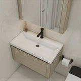 Minimalist wood grain color wall mounted bathroom cabinet