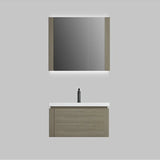 Minimalist wood grain color wall mounted bathroom cabinet