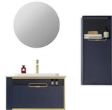 Wholesale Good Price Laundry wall mounted Bathroom cabinet Waterproof Plywood navy blue Bathroom Furniture Customized Cabinet With Smart Mirror