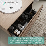 QUEENSWOOD Light Luxury Oak Bathroom Cabinet Mirror Slate Integrated Washbasin Bathroom Vanity Sink Cabinet Bathroom Furniture