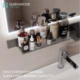 QUEENSWOOD Drill hole bathroom shelf aluminum bathroom rack toilet storage rack bottle jar toilet kitchen shelf hang on the wall