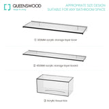 QUEENSWOOD Acrylic Storage Shelf 30cm 45cm with Tissue Box Clear Material Home Organizer