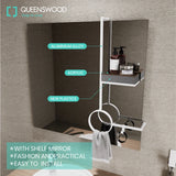 QUEENSWOOD Light Luxury Oak Bathroom Cabinet Mirror Slate Integrated Washbasin Bathroom Vanity Sink Cabinet Bathroom Furniture