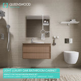 QUEENSWOOD Light Luxury Intelligent Solid Wood Bathroom Cabinet Combination Washbasin Sink Double Basin Bathroom Cabinet Home