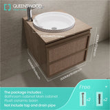 QUEENSWOOD Light Luxury Oak Bathroom Cabinet Mirror Slate Integrated Washbasin Bathroom Vanity Sink Cabinet Bathroom Furniture