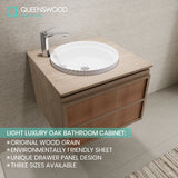 QUEENSWOOD Light Luxury Oak Bathroom Cabinet Mirror Slate Integrated Washbasin Bathroom Vanity Sink Cabinet Bathroom Furniture