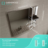 QUEENSWOOD Light Luxury Intelligent Solid Wood Bathroom Cabinet Combination Washbasin Sink Double Basin Bathroom Cabinet Home