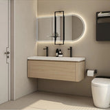 Minimalist wood grain color wall mounted bathroom cabinet